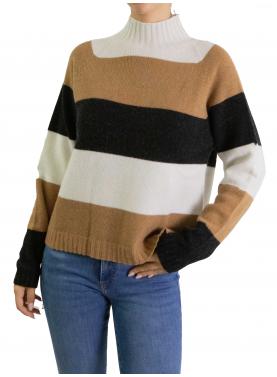 Maglione a righe collo alto